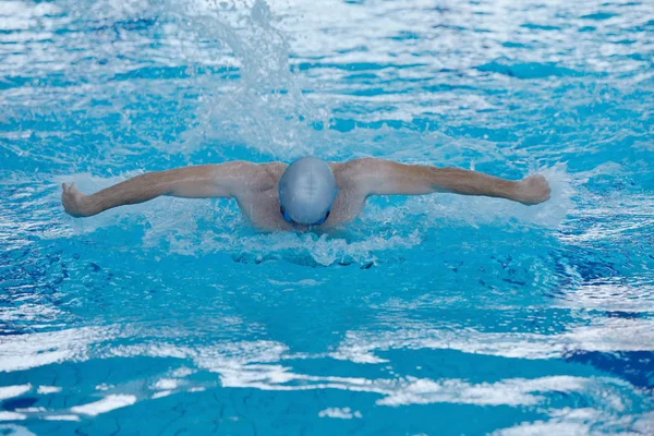 Egészség Fitness Életmód Koncepció Fiatal Sportolókkal Akik Fedett Olimpiai Medencében — Stock Fotó