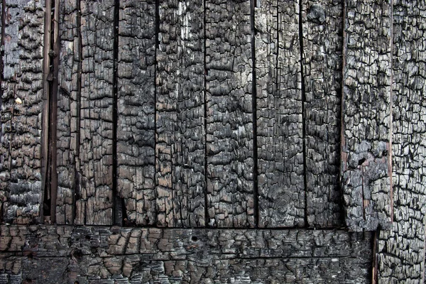 Surface Wooden Planks Charred Fire — Stock Photo, Image