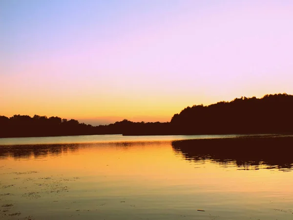 Coucher Soleil Sur Lac Tisza Hongrie — Photo