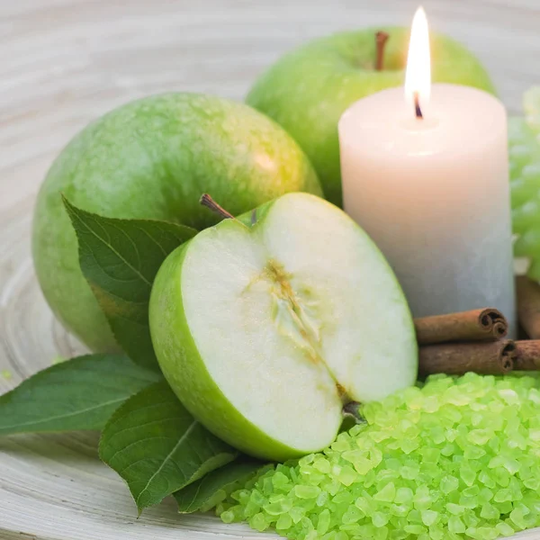 Kąpieli Aromatycznych Apple Bar Mydła Wanna Soli Świeże Jabłka — Zdjęcie stockowe