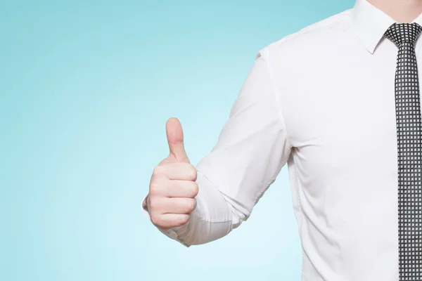 Homem Com Camisa Gravata Polegares Para Cima — Fotografia de Stock
