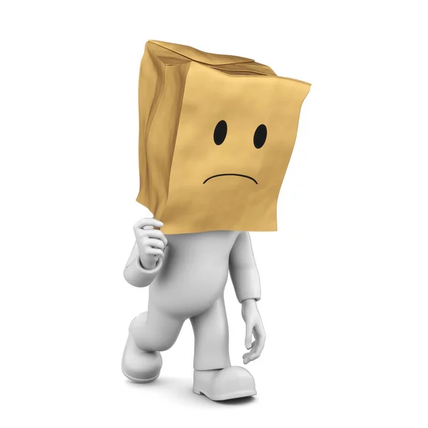 Render Cartoon Character Cardboard — Stock Photo, Image