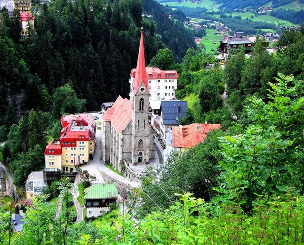 View of Bad Gastein,church and hotels