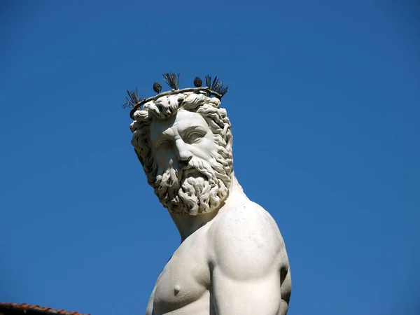 Estátua Netuno Como Parte Fonte Piazza Della Signoria Florença Itália — Fotografia de Stock