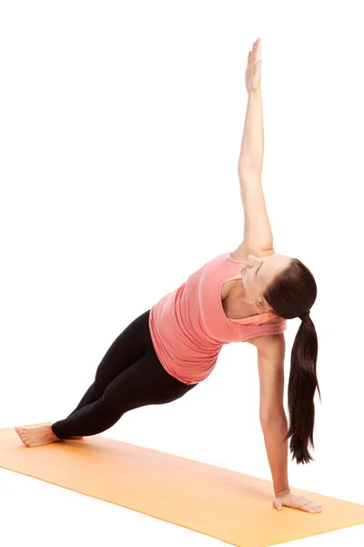 Esercizi Yoga Uno Sfondo Bianco — Foto Stock