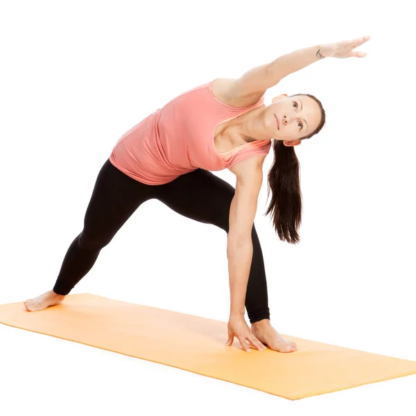 Ejercicios Yoga Sobre Fondo Blanco — Foto de Stock