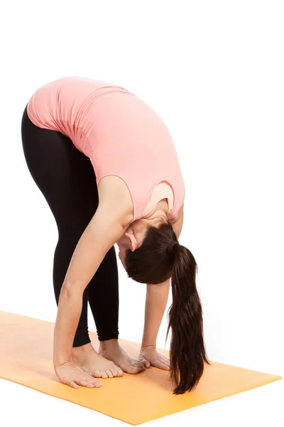 Ejercicios Yoga Sobre Fondo Blanco —  Fotos de Stock