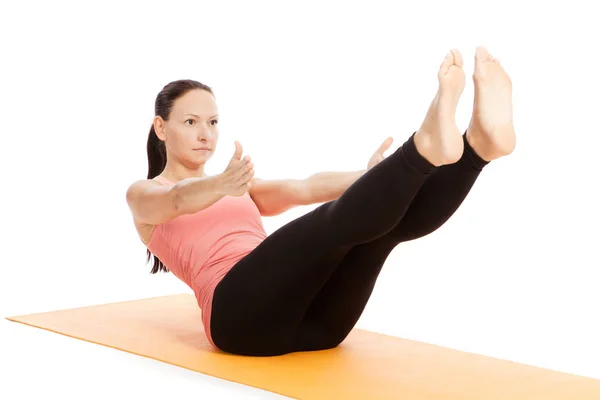 Ejercicios Yoga Sobre Fondo Blanco — Foto de Stock