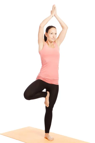 Ejercicios Yoga Sobre Fondo Blanco — Foto de Stock