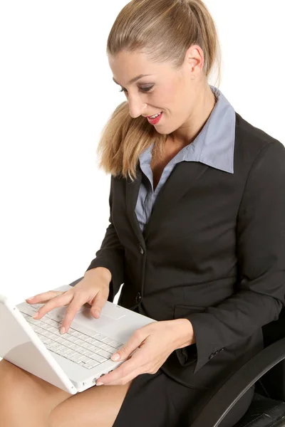 Hermosa Mujer Trabajando Escritorio — Foto de Stock