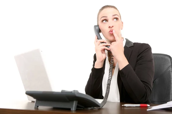 Mooie Vrouw Werken Aan Bureau — Stockfoto