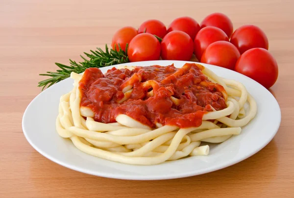 Pasta Met Tomatensaus — Stockfoto