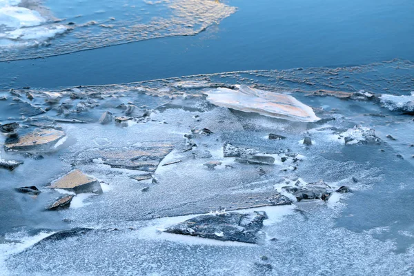 Textuur Van Rivier Ijs Gefotografeerd Close — Stockfoto