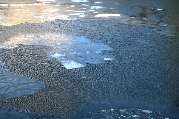 Textura Hielo Del Río Fotografiado Cerca — Foto de Stock