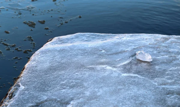 Textury Řeka Ledu Fotografoval Zblízka — Stock fotografie