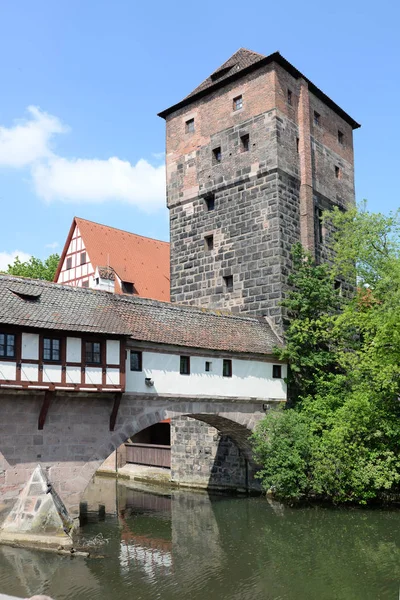 Hangman Web Web Watertoren Toren Wachttoren Brug Pegnitz Rivier Beek — Stockfoto