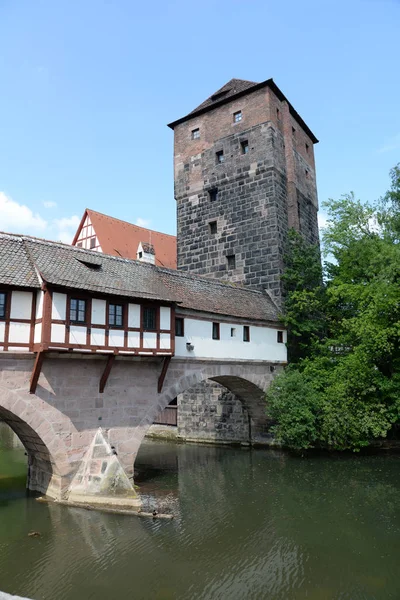 Henkersteg Web Torre Agua Atalaya Puente Pegnitz Río Arroyo Nuremberg —  Fotos de Stock