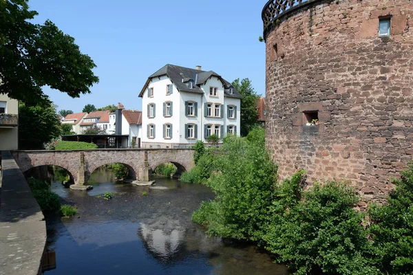 Bingen Bahn Bingen Bahn Bahn Bridge City City Town Brook — Stock Photo, Image