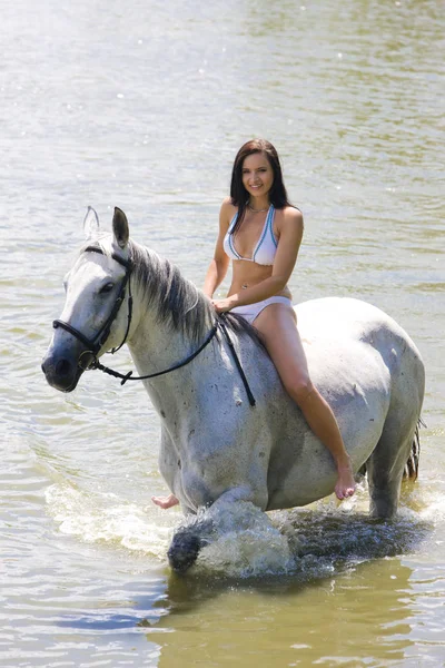 Equestrian Horseback Riding Water — Stock Photo, Image