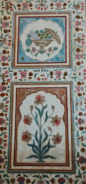 Flora Foods Painting Wall Amber Fort India — стокове фото