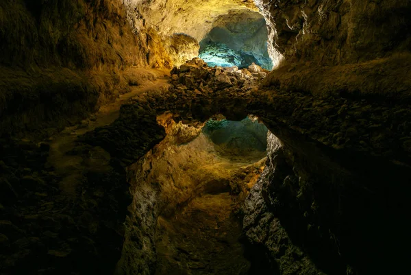 Cueva Los Verdes Зелена Печера Лансароті Канарські Острови — стокове фото