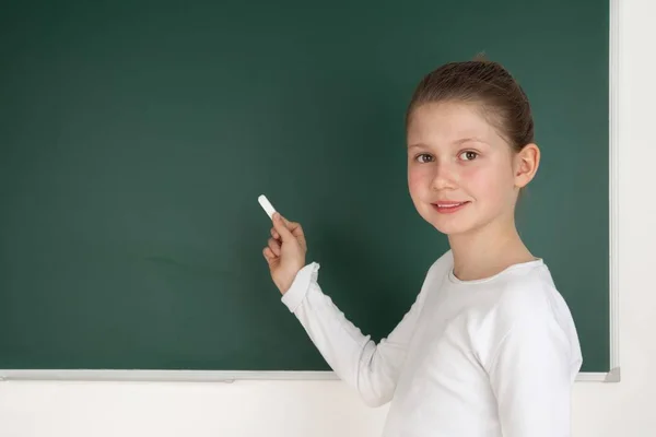 Student Standing Front Blackboard Lessons — Stock Photo, Image