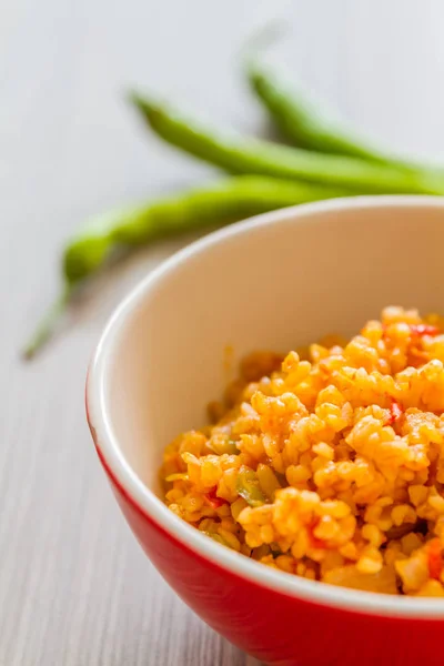 Kisir Traditional Turkish Appetizer Made Steamed Cracked Wheat Tomato Paste — Stock Photo, Image