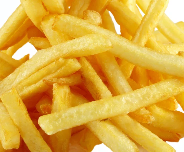 Välsmakande Pommes Frites Fotograferade Närbild Vit Bakgrund — Stockfoto