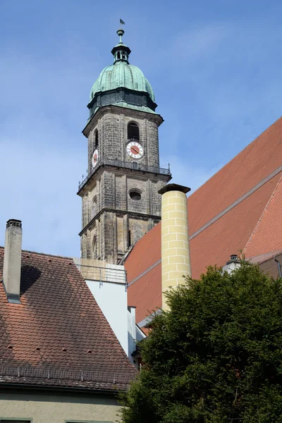 Amberg Bayern Östra Bayern Kyrka Basilika Martin Torn Torn Järnvägen — Stockfoto