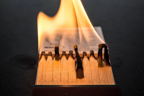 Burning Wooden Matches Flammable Objects — Stock Photo, Image