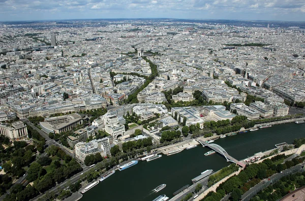 Vista Aérea Paris Com Arco Triomphe Seine França — Fotografia de Stock