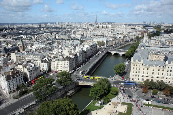 Εναέρια Άποψη Του Παρισιού Σηκουάνα Και Τον Πύργο Του Άιφελ — Φωτογραφία Αρχείου