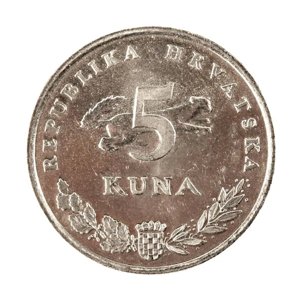 Ять Хорватських Монет Ізольованих Білому Тлі — стокове фото