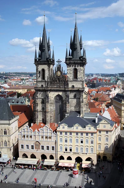 Vista Aérea Teynkirche Plaza Del Casco Antiguo Prague República Checa — Foto de Stock