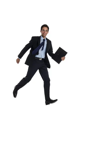Businessman Briefcase Jumping — Stock Photo, Image
