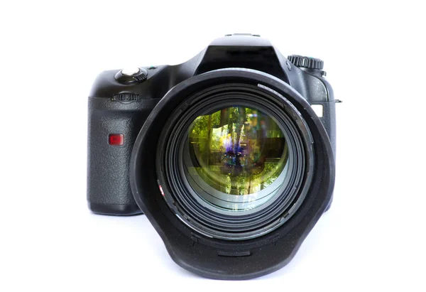 Svart Digitalkamera Isolerad Vitt — Stockfoto