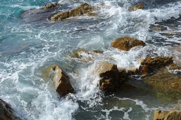 Vågor Vid Medelhavet Spanien — Stockfoto