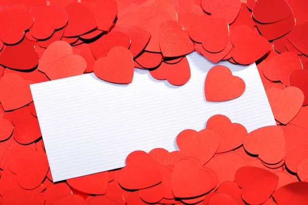 Red Glitter Hearts White Card — Foto de Stock