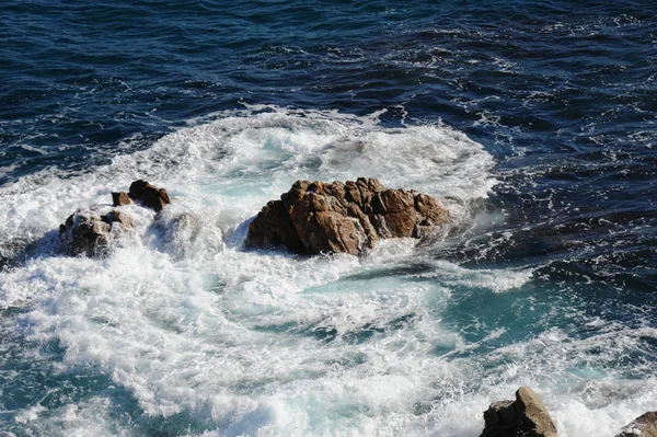 Vågor Vid Medelhavet Spanien — Stockfoto