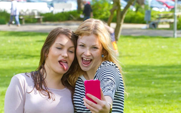 Dvě Holky Dělají Selfie — Stock fotografie