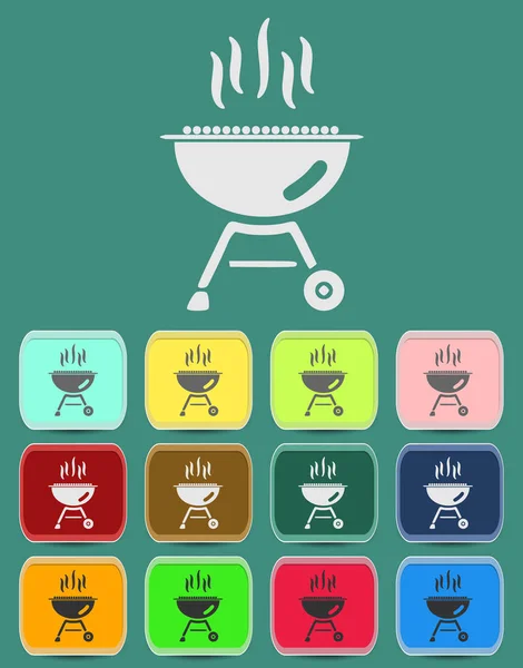 Barbacoa Icono Parrilla Ilustración Con Variaciones Color Vector —  Fotos de Stock