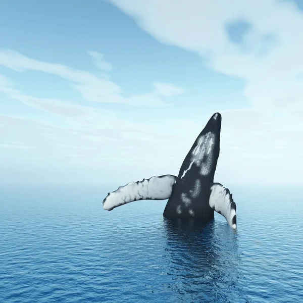 Computador Gerado Ilustração Com Uma Baleia Jubarte Pulando — Fotografia de Stock