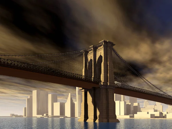 Illustration Générée Par Ordinateur Pont Brooklyn New York — Photo
