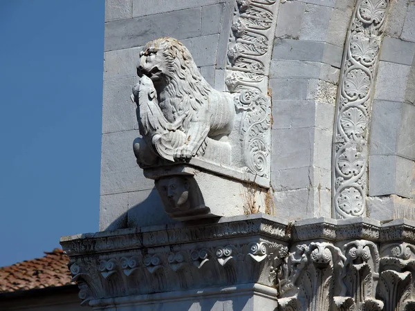 Lucca Detail Martin Cathedral Facade — Stock Photo, Image