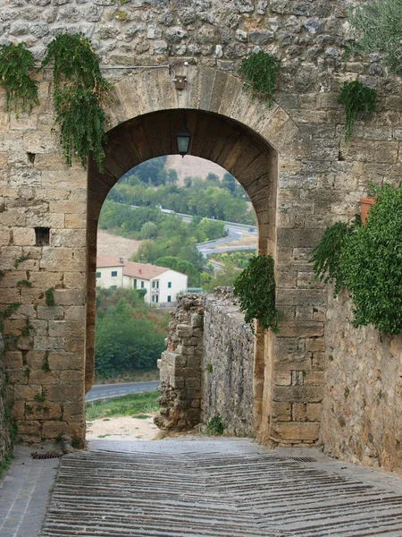 Monteriggioni Středověká Obec Toskánsku — Stock fotografie