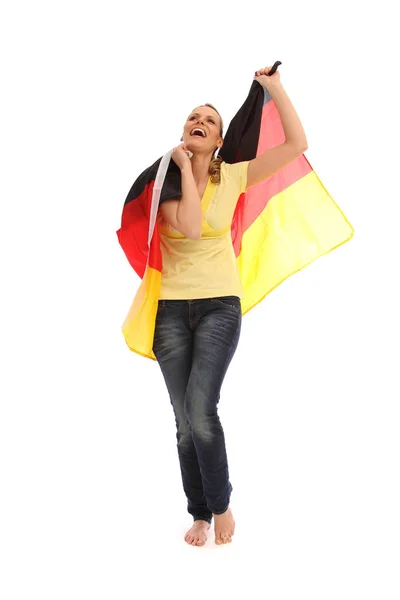 Mujer Con Bandera Alemania — Foto de Stock