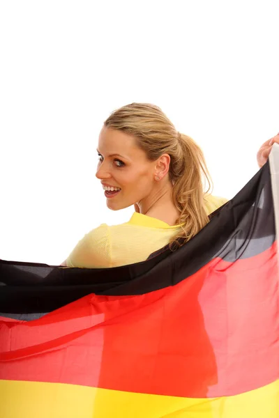 Wanita Dengan Bendera Jerman — Stok Foto