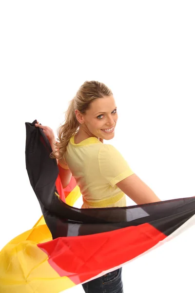 Жінка Німецьким Прапором — стокове фото
