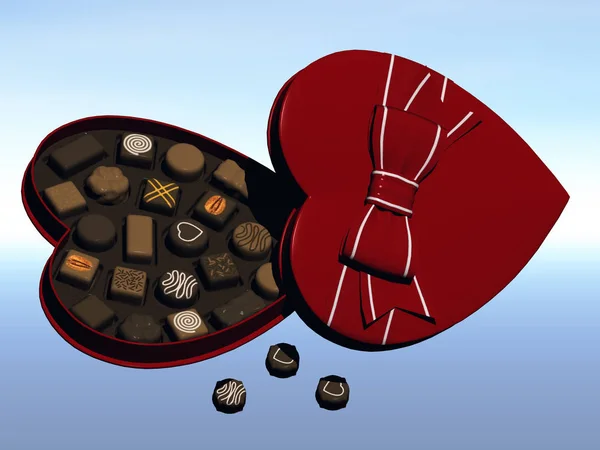 Pudełko Kształcie Serca Cukierkami — Zdjęcie stockowe