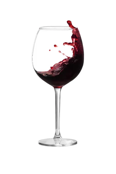 Rotwein Spritzt Aus Einem Weinglas — Stockfoto